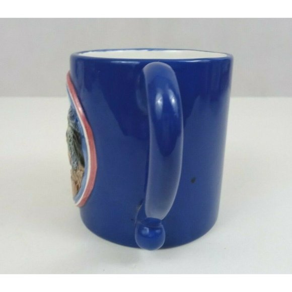 Vintage 1996 Cracker Barrel Blue 3D With Rooster Design Coffee Cup Mug 4" Tall - Picture 4 of 7